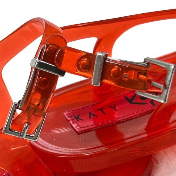 KATY PERRY Sandals The Geli Watermelon Buckle Ankle Strap Flat Jelly Shoes Red 8 - Picture 9 of 17